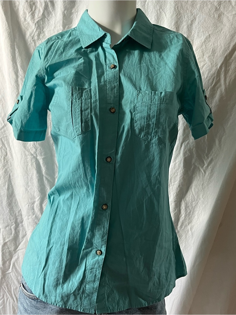New Mountain Warehouse Crisp Cotton Teal Button-Up